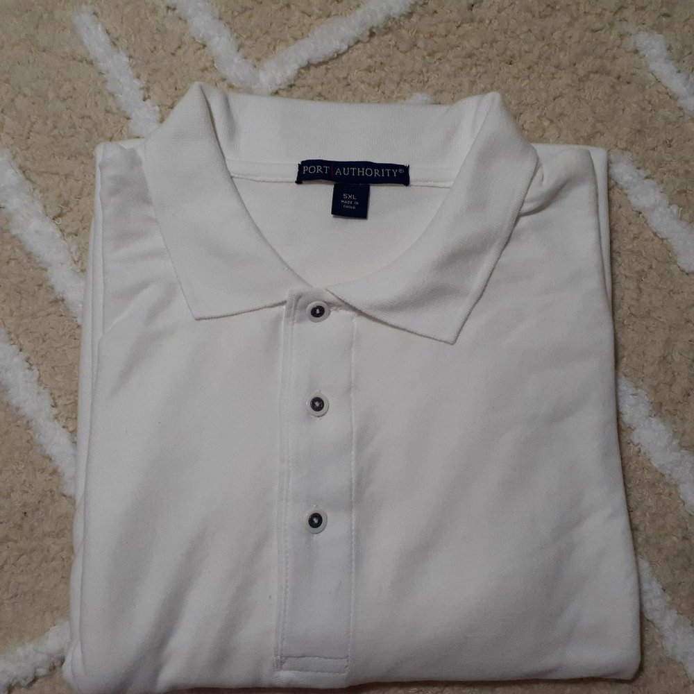Port Authority Mens White 5XL Long Sleeve Polo New Casual Plus Size Polo Shirt